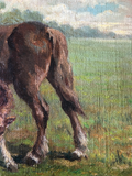 1940s English Oil Painting of Two Horses in Custom Frame