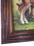 1940s English Oil Painting of Two Horses in Custom Frame