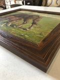 1940s English Oil Painting of Two Horses in Custom Frame