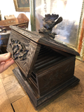 Antique Carved Black Forest Wood Cigar Box