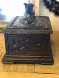 Antique Carved Black Forest Wood Cigar Box