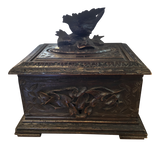 Antique Carved Black Forest Wood Cigar Box