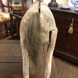 Antique Carved Wooden Horse With Leather Ears and Horsehair Tail