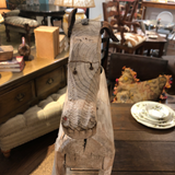 Antique Carved Wooden Horse With Leather Ears and Horsehair Tail