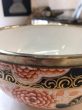 Antique English Bowl With Silver Plated Rim