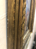 Antique English Dog Oil in Carved Wood Frame