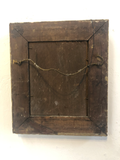 Antique English Dog Oil in Carved Wood Frame