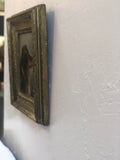 Antique English Dog Oil in Carved Wood Frame