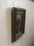 Antique English Dog Oil in Carved Wood Frame