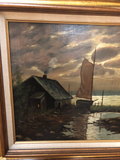 Antique European Painting of Seascape