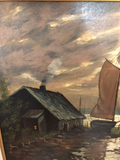 Antique European Painting of Seascape