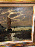 Antique European Painting of Seascape