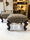 Antique French Footstools With New Upholstery - a Pair