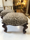 Antique French Footstools With New Upholstery - a Pair