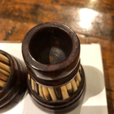 Antique Porcupine Quill Inkwells From Ceylon - a Pair