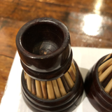 Antique Porcupine Quill Inkwells From Ceylon - a Pair
