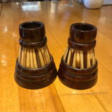 Antique Porcupine Quill Inkwells From Ceylon - a Pair