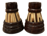 Antique Porcupine Quill Inkwells From Ceylon - a Pair