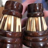 Antique Porcupine Quill Inkwells From Ceylon - a Pair