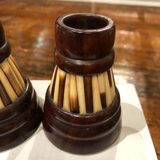 Antique Porcupine Quill Inkwells From Ceylon - a Pair