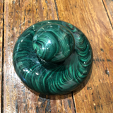 Antique Round Malachite Painted Paperweight
