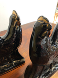 Antique Staffordshire Beach Roosters, a Pair
