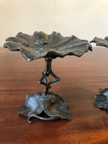 Art Deco Bronzed Lily Pad Stands, a Pair