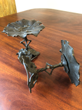 Art Deco Bronzed Lily Pad Stands, a Pair