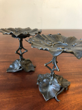 Art Deco Bronzed Lily Pad Stands, a Pair