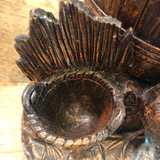 Black Forest Wood Carved Tobacco Jar With Rooster