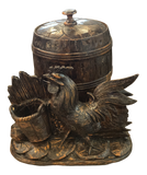 Black Forest Wood Carved Tobacco Jar With Rooster