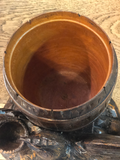 Black Forest Wood Carved Tobacco Jar With Rooster