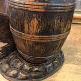 Black Forest Wood Carved Tobacco Jar With Rooster