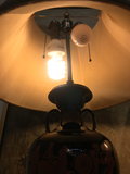 Black Glazed Ceramic Urn Lamps With Amphora and Greek Key Detail