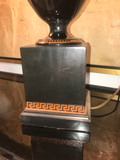 Black Glazed Ceramic Urn Lamps With Amphora and Greek Key Detail