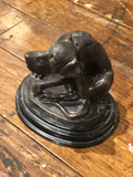 Bronze Statue of Scratching Dog by Artist Christopher Fratin