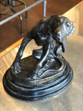 Bronze Statue of Scratching Dog by Artist Christopher Fratin
