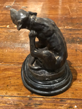 Bronze Statue of Scratching Dog by Artist Christopher Fratin