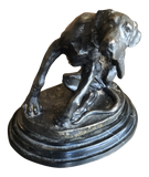 Bronze Statue of Scratching Dog by Artist Christopher Fratin
