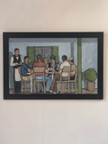 “Card Game” English Oil in Custom Wood Frame