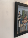 “Card Game” English Oil in Custom Wood Frame