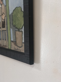 “Card Game” English Oil in Custom Wood Frame