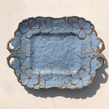 Circa 1830 Blue and Gilt Shaped Relief Ridgway Platter