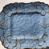 Circa 1830 Blue and Gilt Shaped Relief Ridgway Platter