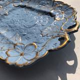 Circa 1830 Blue and Gilt Shaped Relief Ridgway Platter