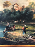 Continental Oil on Canvas Landscape in Contemporary Water Gilt Frame Circa 1800