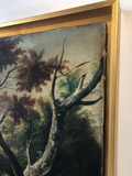 Continental Oil on Canvas Landscape in Contemporary Water Gilt Frame Circa 1800