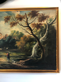 Continental Oil on Canvas Landscape in Contemporary Water Gilt Frame Circa 1800