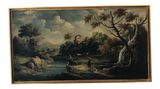 Continental Oil on Canvas Landscape in Contemporary Water Gilt Frame Circa 1800