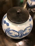 “Cordelia” Blue and White Wood Cover Jar